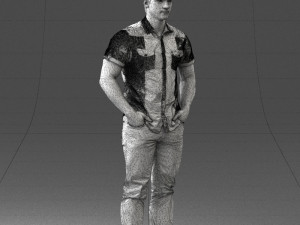 young man in shiny trousers 0384 3d print ready Modello di stampa 3D