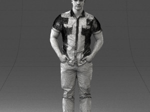young man in shiny trousers 0384 3d print ready Modello di stampa 3D