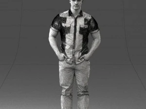 young man in shiny trousers 0384 3d print ready 3D Print Model
