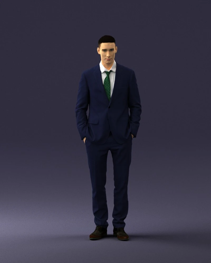 young man in green tie suit 0383 3D Model .c4d .max .obj .3ds .fbx .stl .blend 