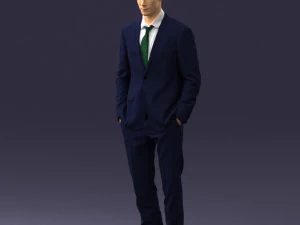 young man in green tie suit 0383 3D Model