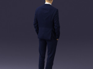 young man in green tie suit 0383 3D Modell