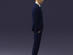 young man in green tie suit 0383 3D Model