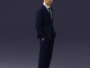 young man in green tie suit 0383 3D Model