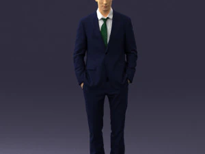 young man in green tie suit 0383 3D Model