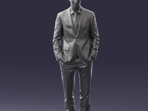 young man in green tie suit 0383 3D Model