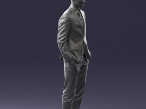 young man in green tie suit 0383 3D Model