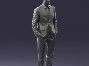 young man in green tie suit 0383 3D Model