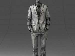 young man in green tie suit 0383 3D Model