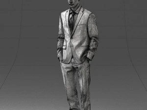 young man in green tie suit 0383 3D Model