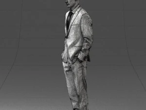 young man in green tie suit 0383 3D Model
