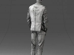 young man in green tie suit 0383 3D Model