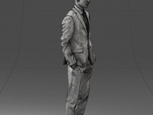 young man in green tie suit 0383 3D Modell