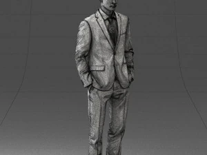 young man in green tie suit 0383 3D Model