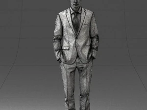 young man in green tie suit 0383 3D Model