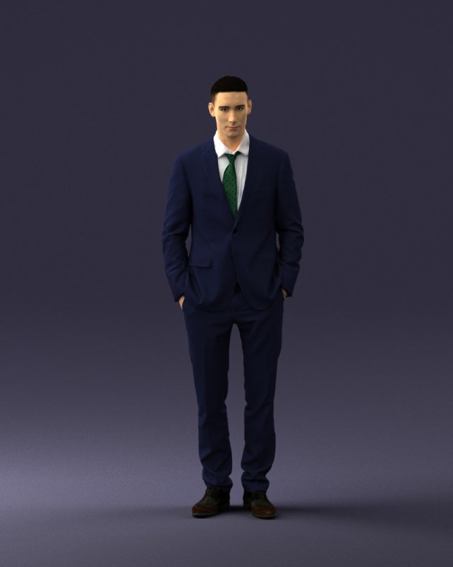 young man in green tie suit 0383 3d print ready 3D Print Model .c4d .max .obj .3ds .fbx .stl .blend 