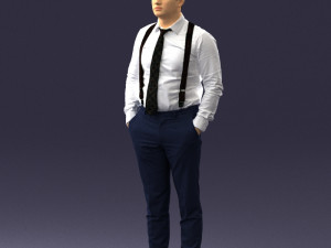 guy in trousers with suspenders 0380 3D 모델