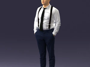 guy in trousers with suspenders 0380 3D Model