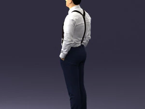 guy in trousers with suspenders 0380 3D Model