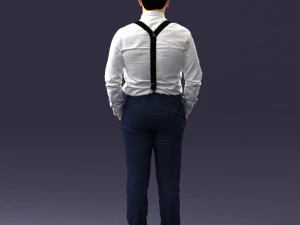 guy in trousers with suspenders 0380 3D Model