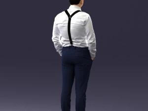 guy in trousers with suspenders 0380 3D Model