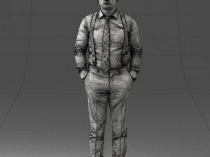 guy in trousers with suspenders 0380 3D Model