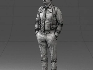 guy in trousers with suspenders 0380 3D Model