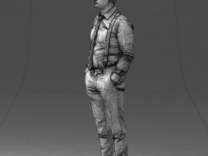 guy in trousers with suspenders 0380 3D 모델