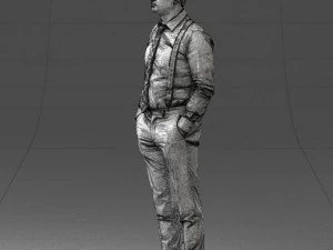 guy in trousers with suspenders 0380 3D Model