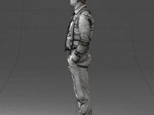 guy in trousers with suspenders 0380 3D Model