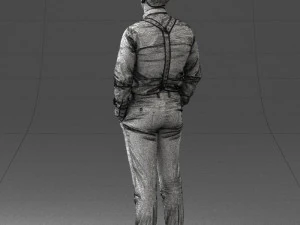 guy in trousers with suspenders 0380 3D Model