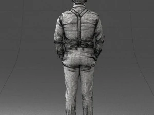 guy in trousers with suspenders 0380 3D Model