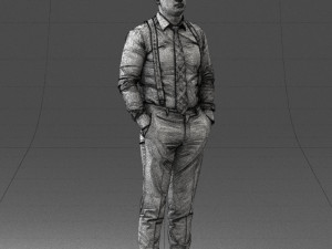 guy in trousers with suspenders 0380 3D 모델
