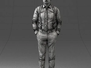 guy in trousers with suspenders 0380 3D Model