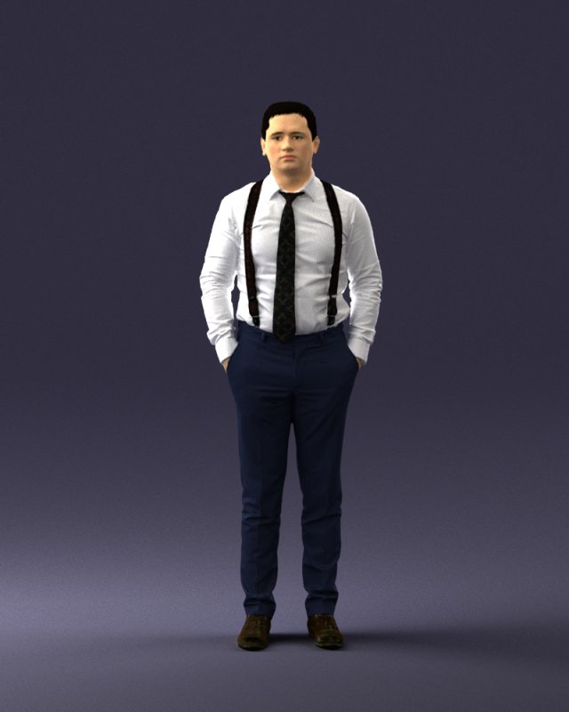 guy in trousers with suspenders 0380 3d print ready 3Dプリントモデル .c4d .max .obj .3ds .fbx .stl .blend 