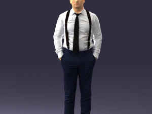 guy in trousers with suspenders 0380 3d print ready 3D Print Model