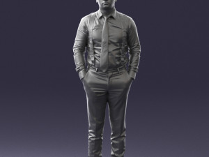 guy in trousers with suspenders 0380 3d print ready 3Dプリントモデル