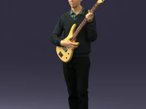 male guitarist in shiny pants 0382 3D Model