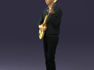male guitarist in shiny pants 0382 3D Model