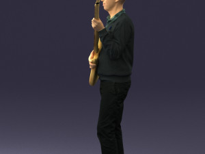 male guitarist in shiny pants 0382 3D Model