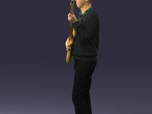 male guitarist in shiny pants 0382 3D Model
