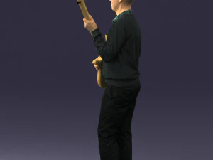 male guitarist in shiny pants 0382 3D Model