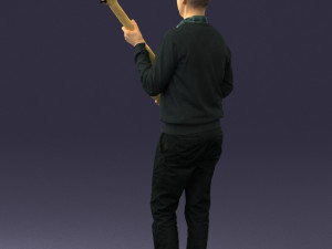 male guitarist in shiny pants 0382 3D Model