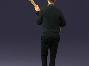 male guitarist in shiny pants 0382 3D Model