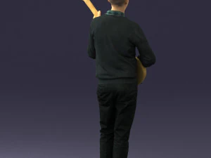male guitarist in shiny pants 0382 3D Model