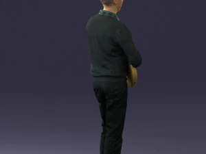 male guitarist in shiny pants 0382 3D Model