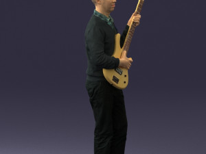 male guitarist in shiny pants 0382 3D Model