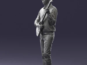 male guitarist in shiny pants 0382 3D Model