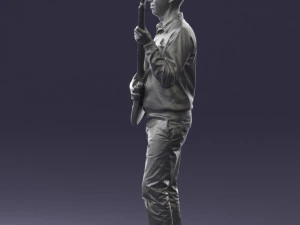 male guitarist in shiny pants 0382 3D Model