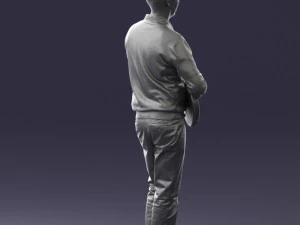 male guitarist in shiny pants 0382 3D Model